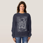 Weihnachtskrippe Madonna und Kind Holly Border Sweatshirt (Vorne ganz)