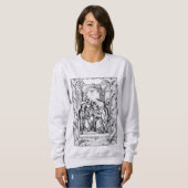 Weihnachtskrippe Madonna und Kind Holly Border Sweatshirt (Vorne ganz)