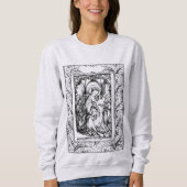Weihnachtskrippe Madonna und Kind Holly Border Sweatshirt (Vorderseite)