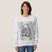 Weihnachtskrippe Madonna und Kind Holly Border Sweatshirt (Vorne ganz)