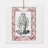 Weihnachtskrippe Madonna und Kind Holly Keramik Keramikornament (Rückseite)