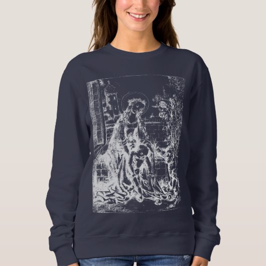 Weihnachtskrippe Madonna und Kinderkind Jungfrau M Sweatshirt (Vorderseite)