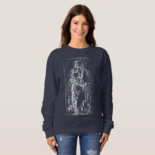 Weihnachtskrippe Madonna und Kinderkind Jungfrau M Sweatshirt (Vorne ganz)