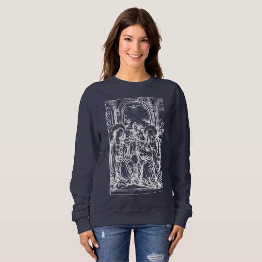 Weihnachtskrippe Madonna und Kinderkind Jungfrau M Sweatshirt (Vorne ganz)