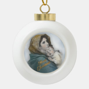 Weihnachtskrippe Madonna und Kinderschmuck Keramik Kugel-Ornament