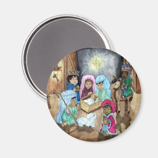 Weihnachtskrippe Magnet (Vorderseite/Rückseite)