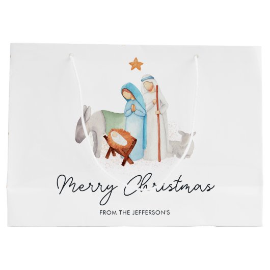 Weihnachtskrippe-Manager Geschenktasche Große Geschenktüte (Rückseite)