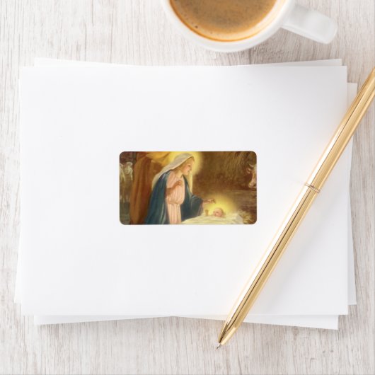 Weihnachtskrippe, Mary Joseph Baby Jesus Adressaufkleber (Insitu)