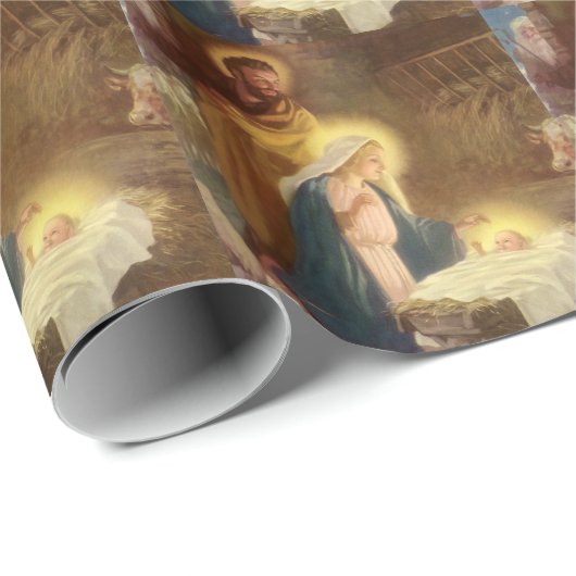Weihnachtskrippe, Mary Joseph Baby Jesus Geschenkpapier (Rolleneckpunkt)