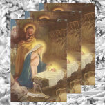 Weihnachtskrippe, Mary Joseph Baby Jesus Geschenkpapier Set<br><div class="desc">Vintage Illustration religiöses Weihnachtsbild mit klassischer Krippe. Eine Christliche religiöse Familienszene mit Maria,  Joseph und dem Säugling Jesus Christus im Manger in Bethlehem. Künstler: Hy Hintermeister.</div>