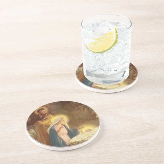Weihnachtskrippe, Mary Joseph Baby Jesus Getränkeuntersetzer (Seite)