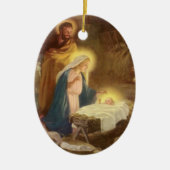 Weihnachtskrippe, Mary Joseph Baby Jesus Keramik Ornament (Vorne)