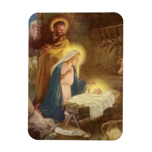 Weihnachtskrippe, Mary Joseph Baby Jesus Magnet (Vertikal)