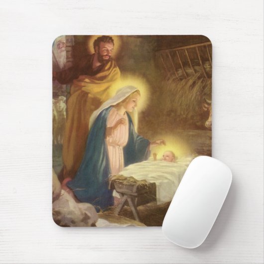 Weihnachtskrippe, Mary Joseph Baby Jesus Mousepad (Mit Mouse)
