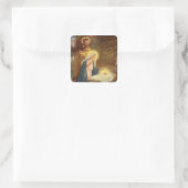 Weihnachtskrippe, Mary Joseph Baby Jesus Quadratischer Aufkleber (Tasche)