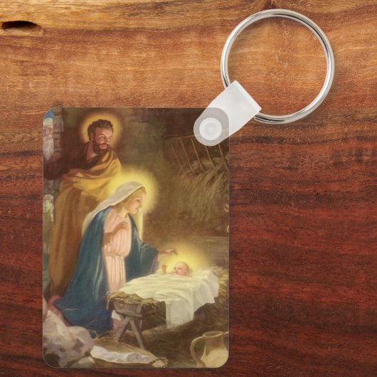 Weihnachtskrippe, Mary Joseph Baby Jesus Schlüsselanhänger (Rückseite)