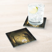 Weihnachtskrippe Mary, Joseph und Baby Jesus Glasuntersetzer (Schrägansicht)