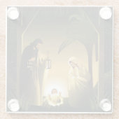 Weihnachtskrippe Mary, Joseph und Baby Jesus Glasuntersetzer (Rückseite)