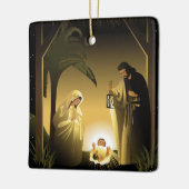 Weihnachtskrippe Mary, Joseph und Baby Jesus Keramikornament (Links)