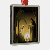 Weihnachtskrippe Mary, Joseph und Baby Jesus Silbernes Ornament (Rechts)