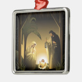 Weihnachtskrippe Mary, Joseph und Baby Jesus Silbernes Ornament (Links)