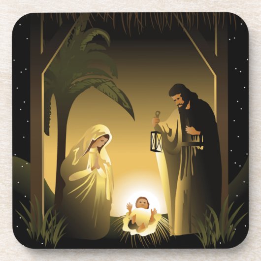 Weihnachtskrippe Mary, Joseph und Baby Jesus Untersetzer (Vorderseite)