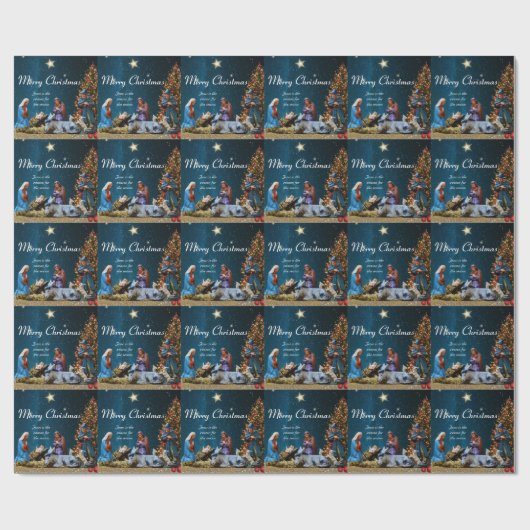 Weihnachtskrippe mit Zitat Geschenkpapier (Flach)