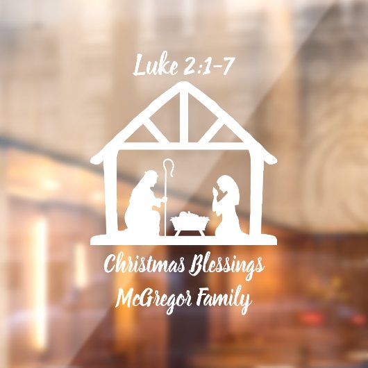 Weihnachtskrippe Name der Familie Fensteraufkleber (Blatt 2)