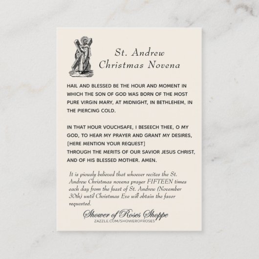 Weihnachtskrippe Novena Jesus Mary Heilige Karte (Rückseite)