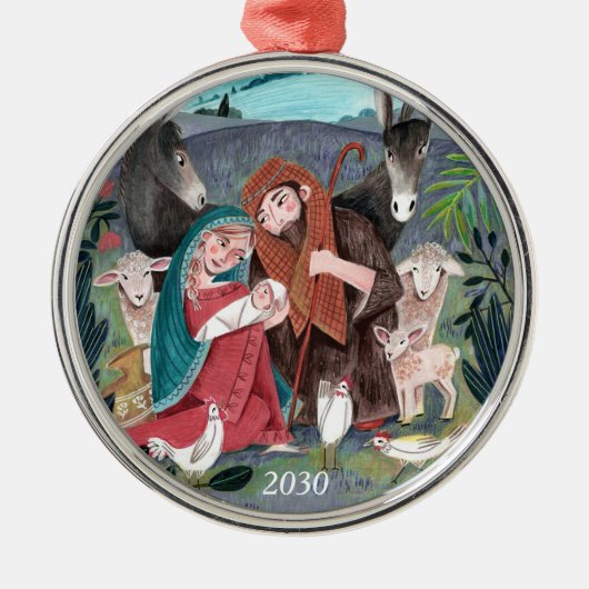 Weihnachtskrippe Ornament Aus Metall (Vorne)