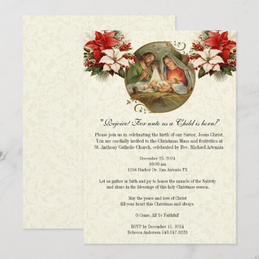 Weihnachtskrippe Party Celebration Religious Einladung (Vorne/Hinten)