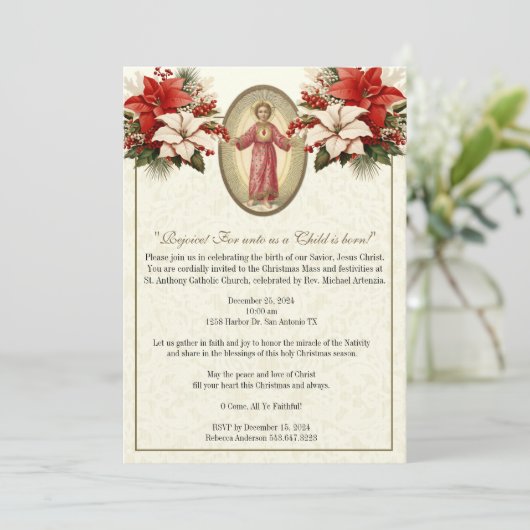 Weihnachtskrippe Party Celebration Religious Einladung (Stehend Vorderseite)