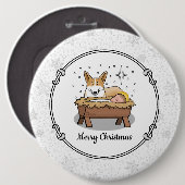 Weihnachtskrippe Pembroke Walisischer Korgi (rot1) Button (Vorne & Hinten)
