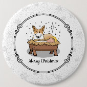 Weihnachtskrippe Pembroke Walisischer Korgi (rot1) Button (Vorderseite)
