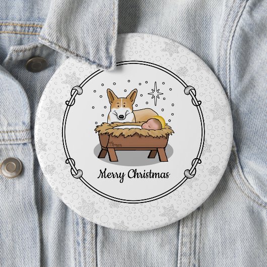 Weihnachtskrippe Pembroke Walisischer Korgi (rot1) Button (Beispiel)