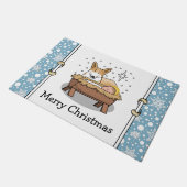 Weihnachtskrippe Pembroke Walisischer Korgi (rot1) Fußmatte (Schrägansicht)