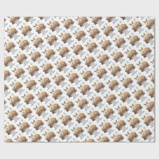 Weihnachtskrippe Pembroke Walisischer Korgi (rot1) Geschenkpapier (Flach)