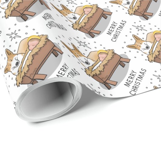 Weihnachtskrippe Pembroke Walisischer Korgi (rot1) Geschenkpapier (Rolleneckpunkt)