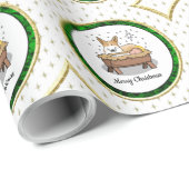 Weihnachtskrippe Pembroke Walisischer Korgi (rot1) Geschenkpapier (Rolleneckpunkt)