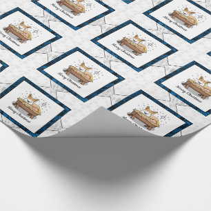 Weihnachtskrippe Pembroke Walisischer Korgi (rot1) Geschenkpapier