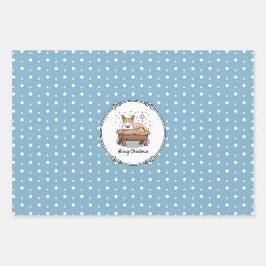 Weihnachtskrippe Pembroke Walisischer Korgi (rot1) Geschenkpapier Set (Vorderseite 2)