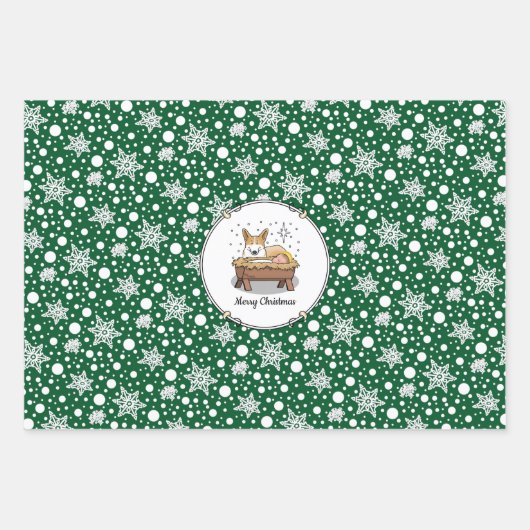 Weihnachtskrippe Pembroke Walisischer Korgi (rot1) Geschenkpapier Set (Vorderseite)