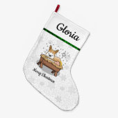 Weihnachtskrippe Pembroke Walisischer Korgi (rot1) Großer Weihnachtsstrumpf (Vorderansicht (hängend))