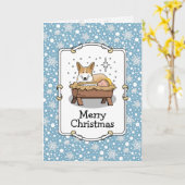 Weihnachtskrippe Pembroke Walisischer Korgi (rot1) Karte (Gelbe Blume)