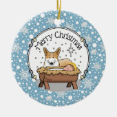 Weihnachtskrippe Pembroke Walisischer Korgi (rot1) Keramik Ornament (Vorne)
