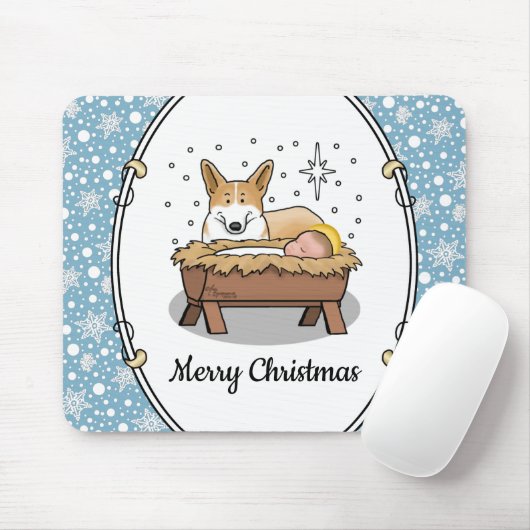 Weihnachtskrippe Pembroke Walisischer Korgi (rot1) Mousepad (Mit Mouse)