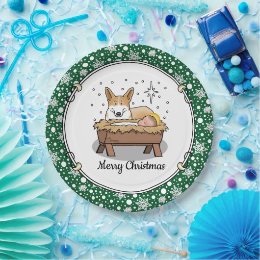 Weihnachtskrippe Pembroke Walisischer Korgi (rot1) Pappteller (Party)
