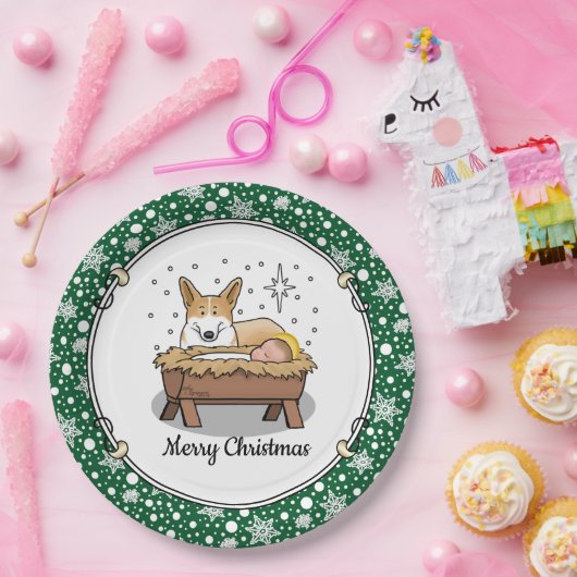 Weihnachtskrippe Pembroke Walisischer Korgi (rot1) Pappteller (Party)