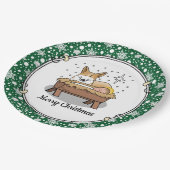 Weihnachtskrippe Pembroke Walisischer Korgi (rot1) Pappteller (Schrägansicht)