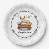 Weihnachtskrippe Pembroke Walisischer Korgi (rot1) Pappteller (Vorderseite)